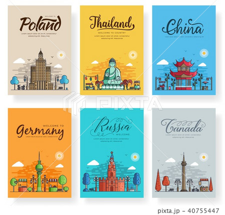 Set of outline cities for travel destinations. 40755447