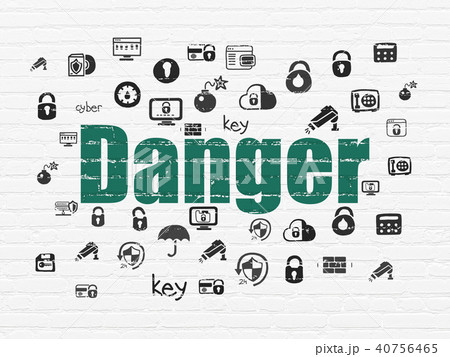 Protection concept: Danger on wall background Protection concept: Danger on wall background 40756465