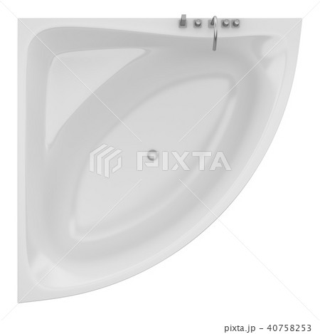 top view of modern corner bathtub isolated  40758253