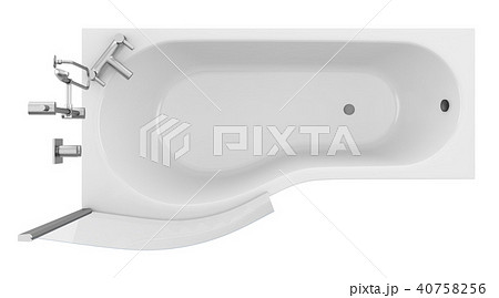 top view of modern bathtub with shower glass top view of modern bathtub with shower glass 40758256