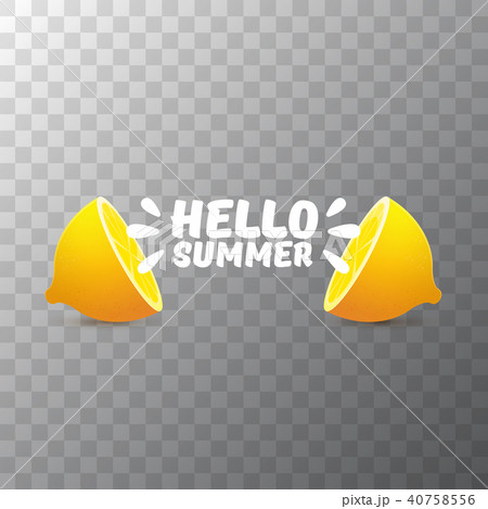Vector Hello Summer Beach Party Flyer Design template with fresh lemon isolated on transparent Vector Hello Summer Beach Party Flyer Design template with fresh lemon isolated on transparent 40758556