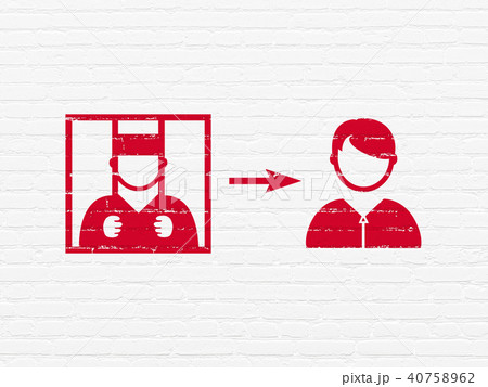 Law concept: Criminal Freed on wall background Law concept: Criminal Freed on wall background 40758962