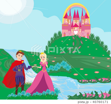 The princess and the prince in a beautiful garden 40760171