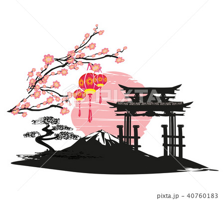 Abstract Asian Landscape card 40760183