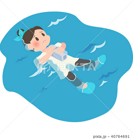 水面に浮かぶ女性のイラスト素材