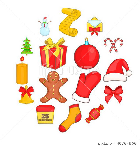 Christmas icons set in cartoon style Christmas icons set in cartoon style 40764906