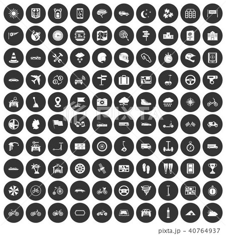 100 ride icons set black circle 100 ride icons set black circle 40764937