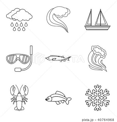 Catchment area icons set, outline style Catchment area icons set, outline style 40764968