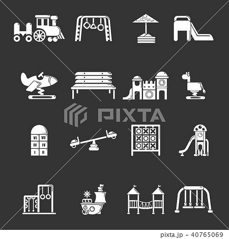 Playground equipment icons set grey vector 40765069