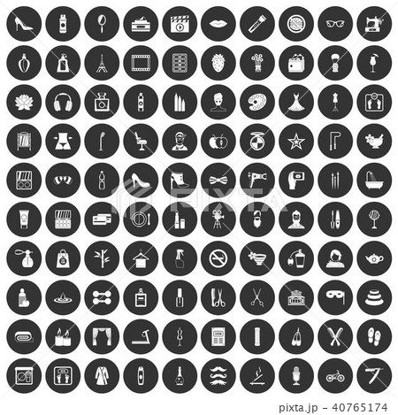100 beauty and makeup icons set black circle 100 beauty and makeup icons set black circle 40765174
