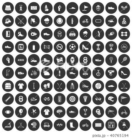 100 sneakers icons set black circle 100 sneakers icons set black circle 40765194