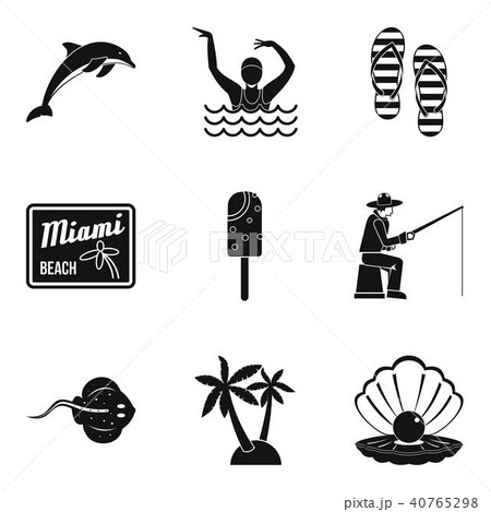 Riverbank icons set, simple style 40765298