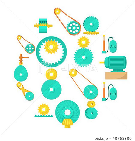 Moving mechanisms icons set, cartoon style Moving mechanisms icons set, cartoon style 40765300