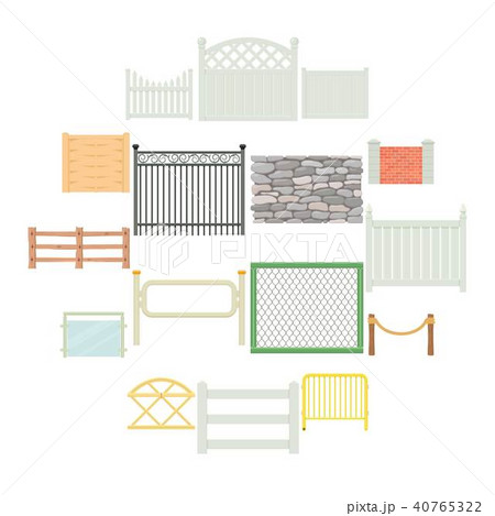 Different fencing icons set, cartoon style 40765322