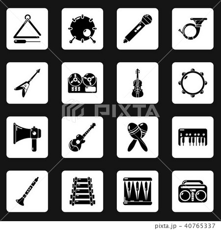 Musical instruments icons set, simple style Musical instruments icons set, simple style 40765337
