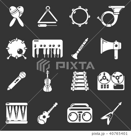 Musical instruments icons set grey vector 40765401