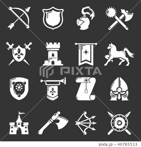 Knight medieval icons set grey vector 40765513