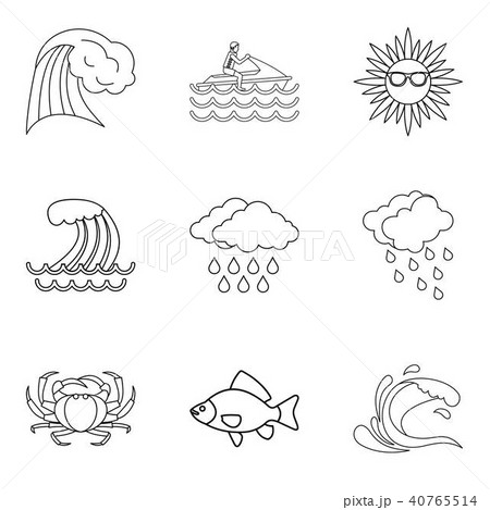 Tropical explorer icons set, outline style 40765514