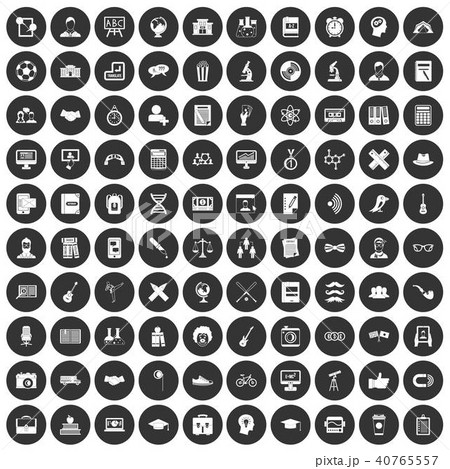 100 student icons set black circle 40765557