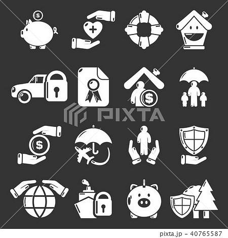 Insurance icons set grey vector Insurance icons set grey vector 40765587