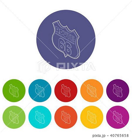 Route 66 icons set vector color 40765658