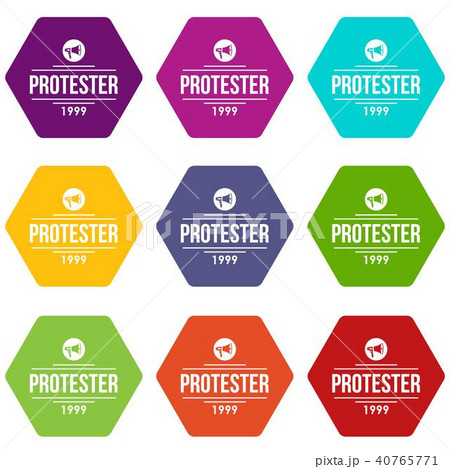 Protester gramophone icons set 9 vector 40765771
