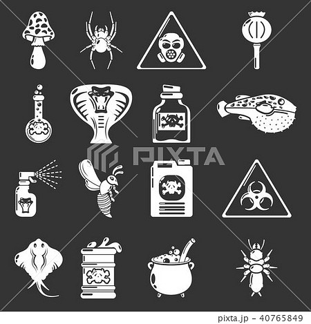 Poison danger toxic icons set grey vector Poison danger toxic icons set grey vector 40765849