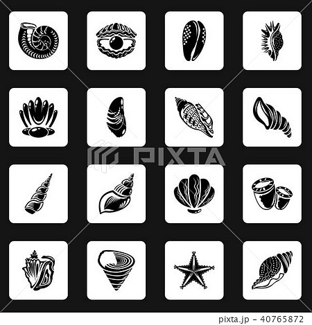 Tropical sea shell icons set, simple style 40765872