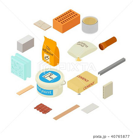 Building materials icons set, isometric style Building materials icons set, isometric style 40765877
