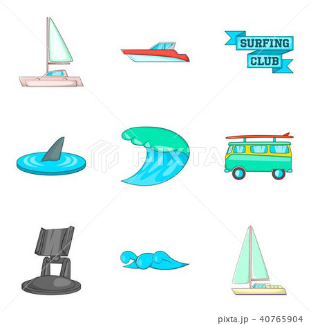 Yachting icons set, cartoon style 40765904