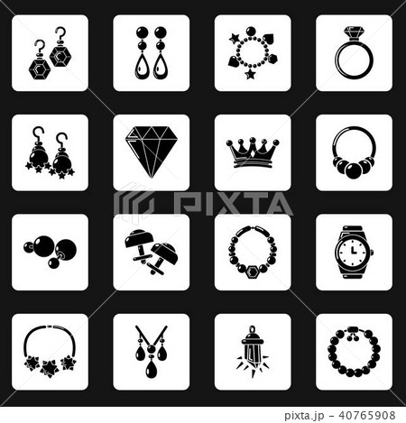 Jewelry shop icons set, simple style 40765908