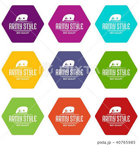 Army style icons set 9 vector 40765985