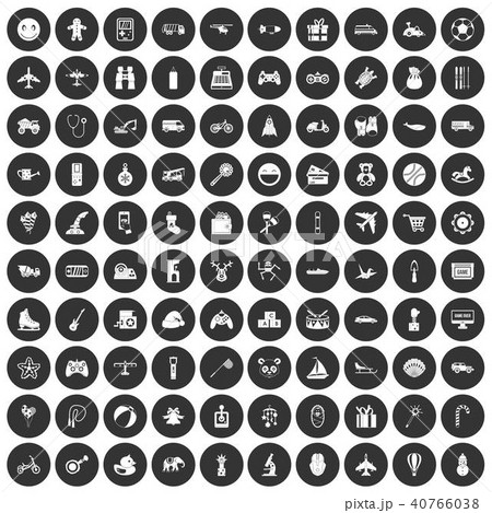 100 toys for kids icons set black circle 100 toys for kids icons set black circle 40766038
