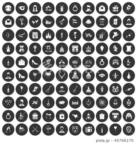 100 valentine day icons set black circle 100 valentine day icons set black circle 40766270