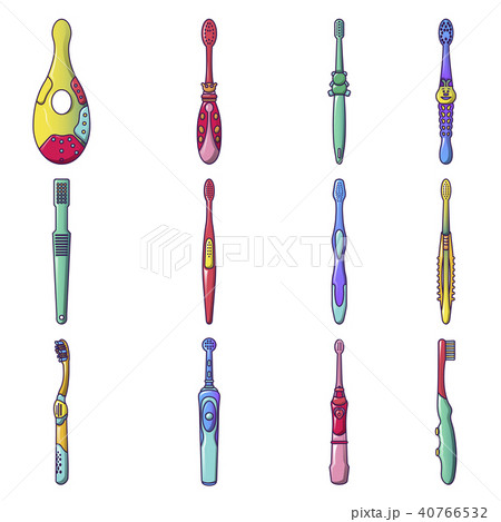 Toothbrush dental icons set, cartoon style 40766532