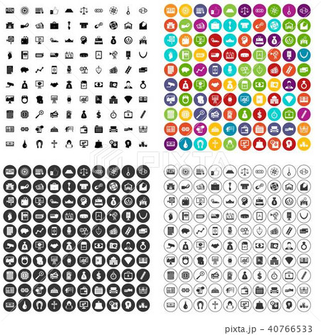 100 cash icons set vector variant 40766533