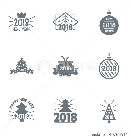 2018 New Year logo set, simple style 2018 New Year logo set, simple style 40766534