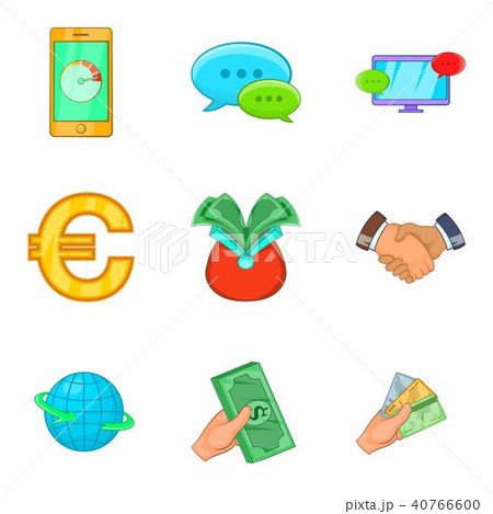 Cheap credit icons set, cartoon style 40766600