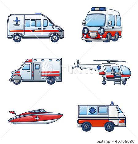 Ambulance transport icons set, cartoon style Ambulance transport icons set, cartoon style 40766636