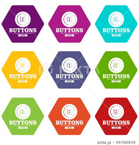 Clothes button textile icons set 9 vector 40766850