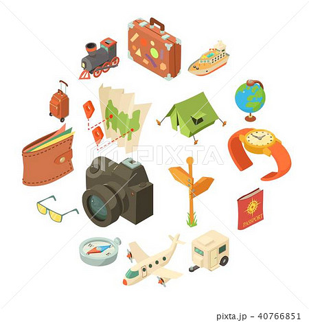 Travel journey icons set, isometric style Travel journey icons set, isometric style 40766851