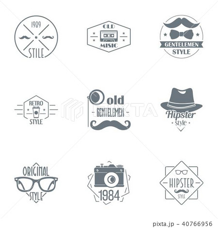 Hipster logo set, simple style 40766956