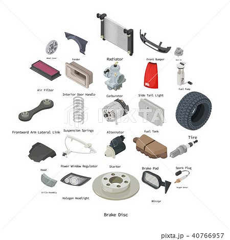 Car parts icons set, isometric style 40766957