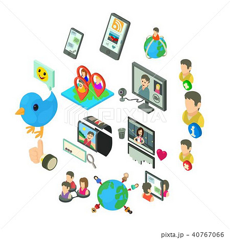 social network icons set isometric styleのイラスト素材 40767066