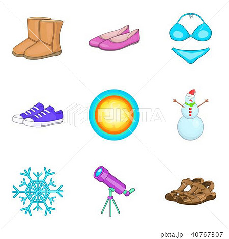 Warm atmosphere icons set, cartoon style 40767307