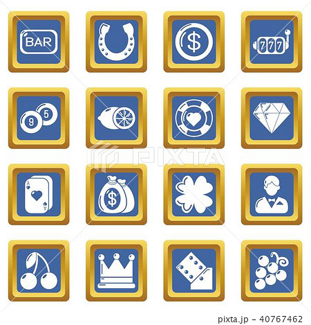 Casino icons set blue square vector 40767462