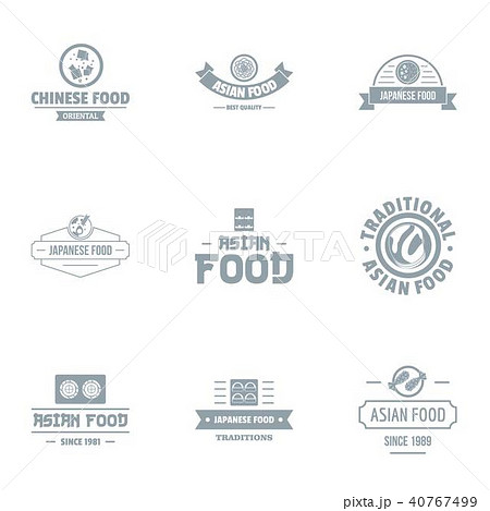 Asian food logo set, simple style 40767499