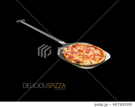 Homemade pizza on a shovel, isolated white 40769509
