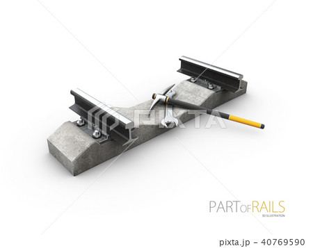 Steel train rail track profile symbol with tools 40769590
