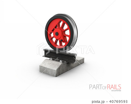 Train rail track profile symbol with steel wheel 40769593